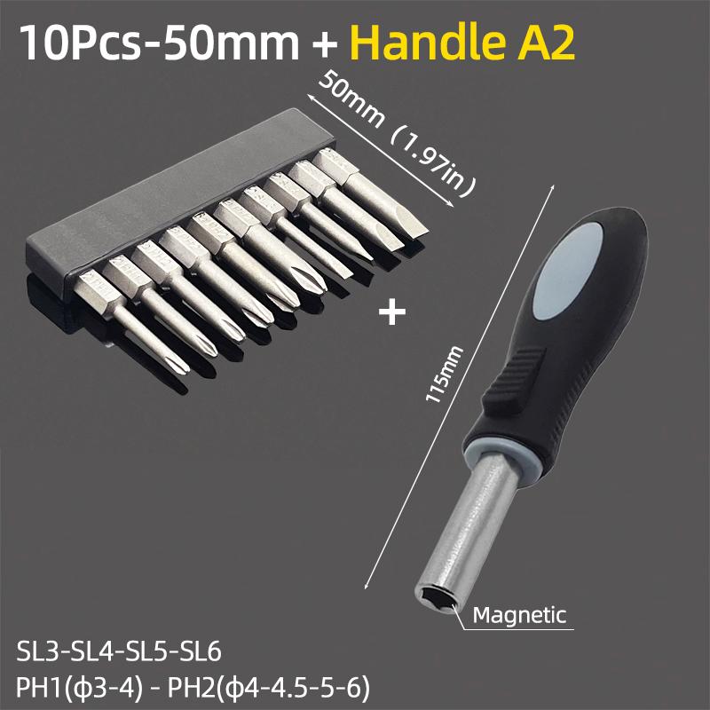 10 шт. набор шлицевых отверток Phillips с плоской крестовой головкой, электрическая отвертка, ручные инструменты S2, стальные магнитные отвертки, сверла