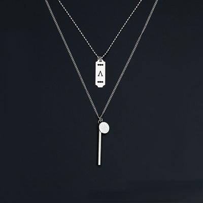 2 шт./компл. Версия INS Холодная личность Хип-хоп Многослойное ожерелье Мужской парный кулон Бар Аксессуары Модное ожерелье