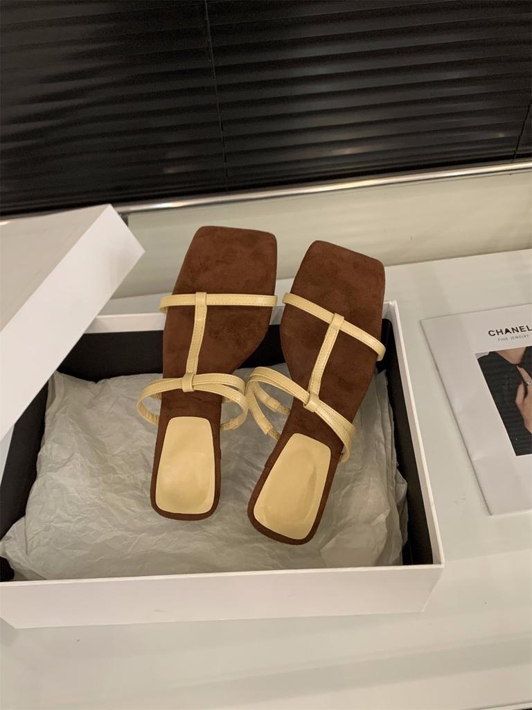 Niche High Heels Thin Strap Cool Slippers Women's Shoes Wear 2025 New Summer Temperament with Skirt Sandals