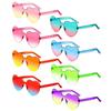 Trendy Gradient Lenses Colorful Heart-shaped Sunglasses Shades Heart Glasses Party Sun Glasses