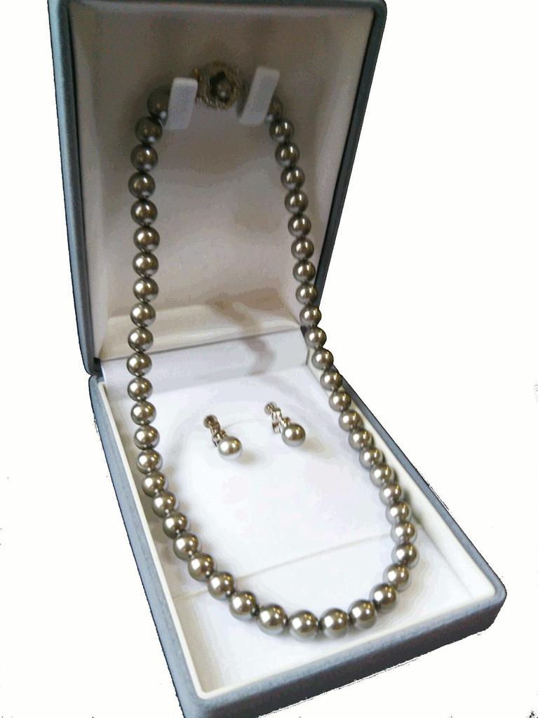 Роскошная коробка с бусинами-цветочками высочайшего качества, комплект ожерелий из натурального жемчуга 38-47 см, подлинная жемчужина, характеристики [MAHINA] (с силиконом) (38см