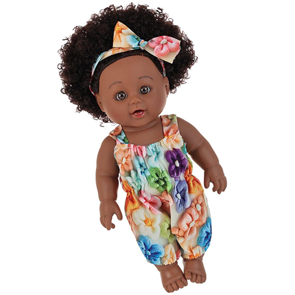 12-дюймовая мягкая виниловая афроамериканская кукла с модной прической афро для детей, коллекционеров, для украшения детской комнаты