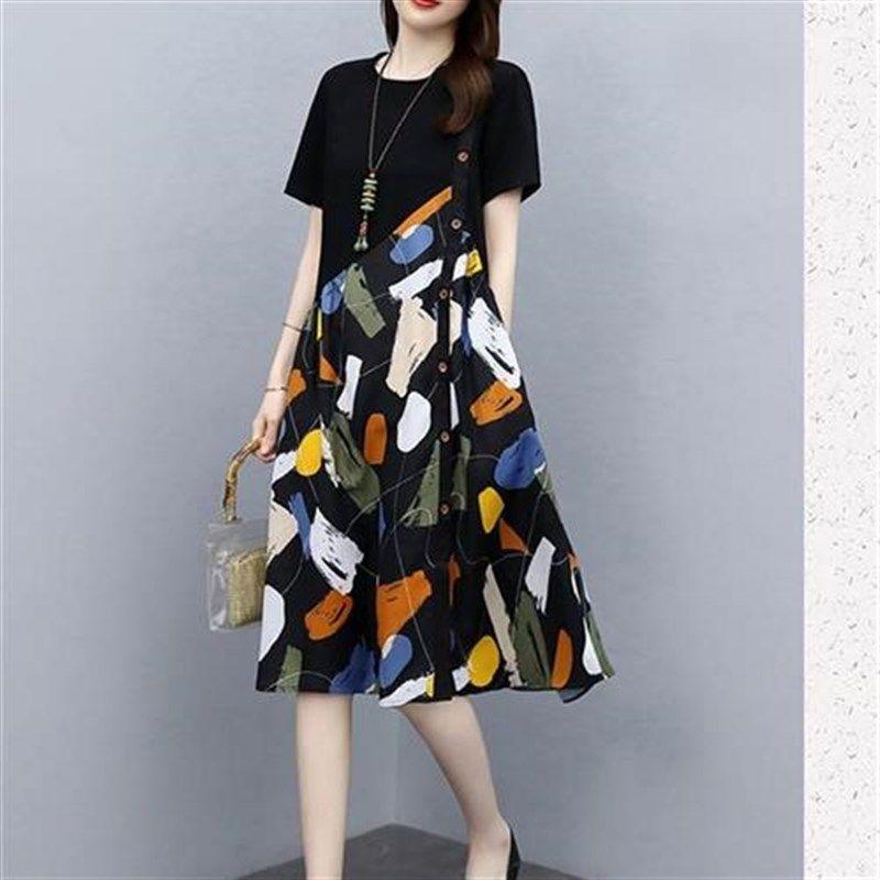 2023 Summer Women Loose Casual Print plus Size Dress Dresses