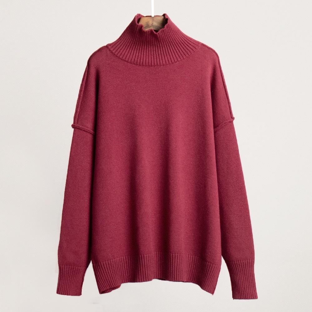 Autumn Winter Women's Solid Color Knitted Turtleneck Sweater Female Warm FashionThick Loose Casual Pullovers
