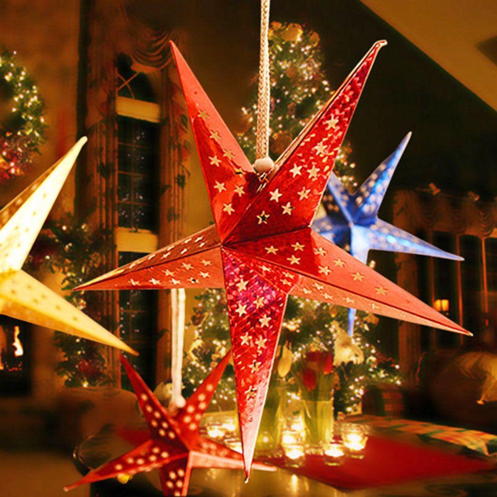 Fashion Home Festival Christmas Hanging Pentagram Star Xmas Ornament Tree Decoration Lamp Shade
