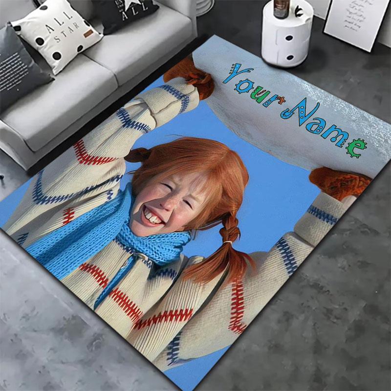Pippi Longstocking Custom Name Carpet Rug for Living Room Bedroom Home Sofa Decoration,Kids play Non-slip Floor Mat