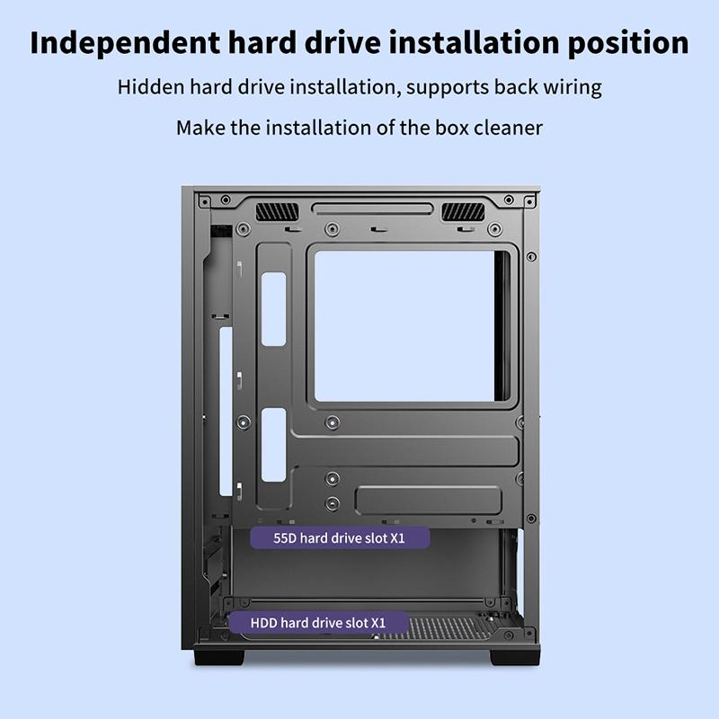 Прозрачный корпус настольного ПК, компьютерная башня для материнской платы M-Atx Itx, вентиляторы 240 мм, жесткий диск 3,5 дюйма, удлиненное основание, держатель SSD 2,5 мм