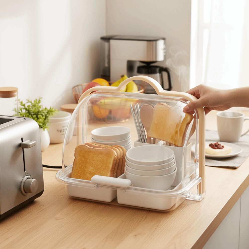 Прочная конструкция Коробка для хранения с ручкой Усиленная коробка Высококачественный контейнер для хлеба Хранение хлеба