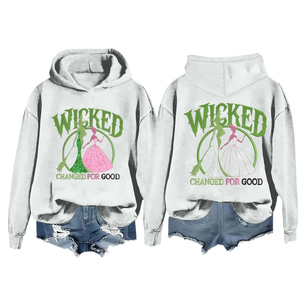 Женская повседневная толстовка с капюшоном и принтом ведьмы с длинными рукавами