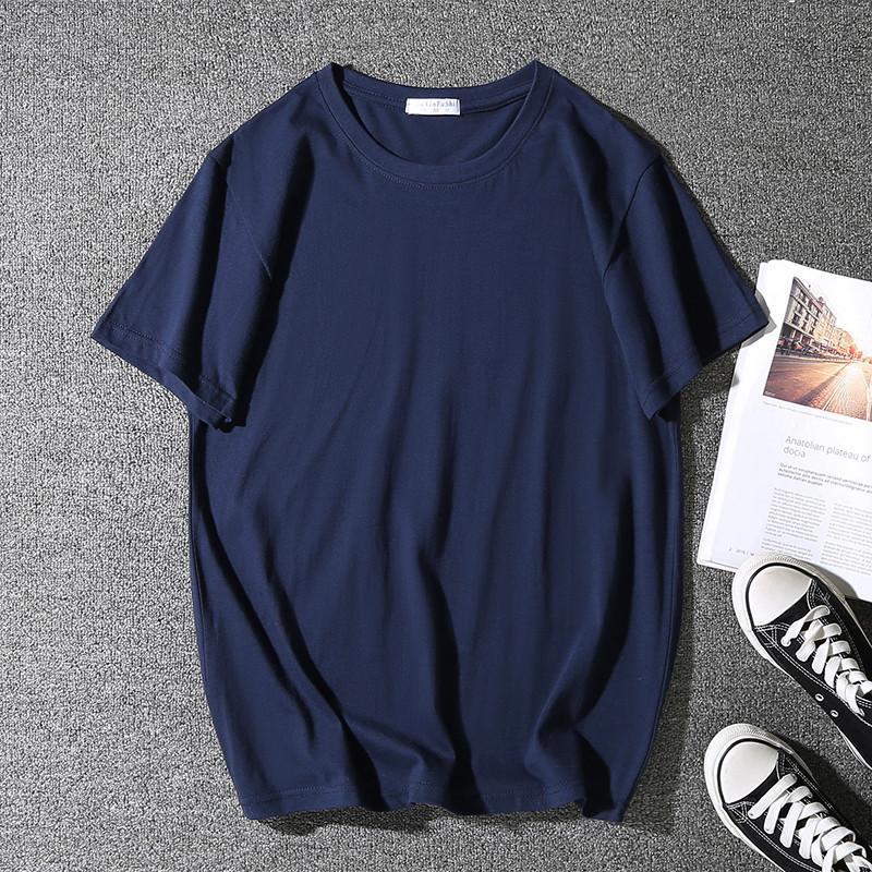 Men's Summer Loose Tee Men's Pure Cotton Casual Round Neck Sports Short Sleeve Men's Plus Size Elastic Comfortable T-shirt