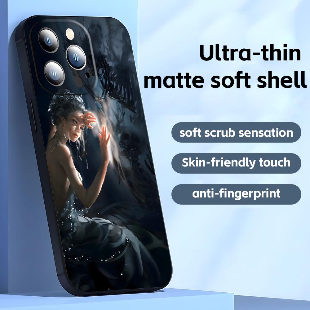 Ghostblade wlop Phone Case For iPhone17 16 16e 15 14 13 12 11 Plus Mini Pro Max Soft black Shockproof Cover