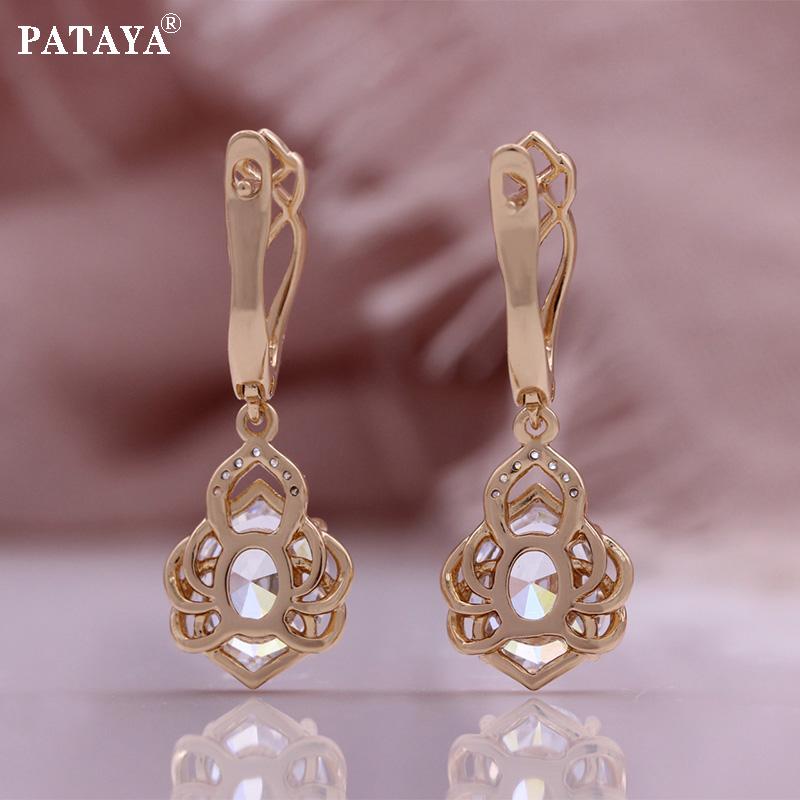 PATAYA Ожерелье с подвеской из розового золота и инкрустированным белым искусственным цирконием