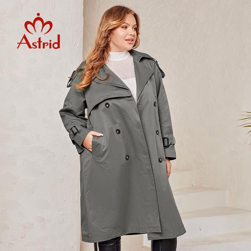 Astrid 2024 осенний длинный женский плащ, женская ветровка, двубортная верхняя одежда с поясом, пальто, женская куртка, одежда DS-7275