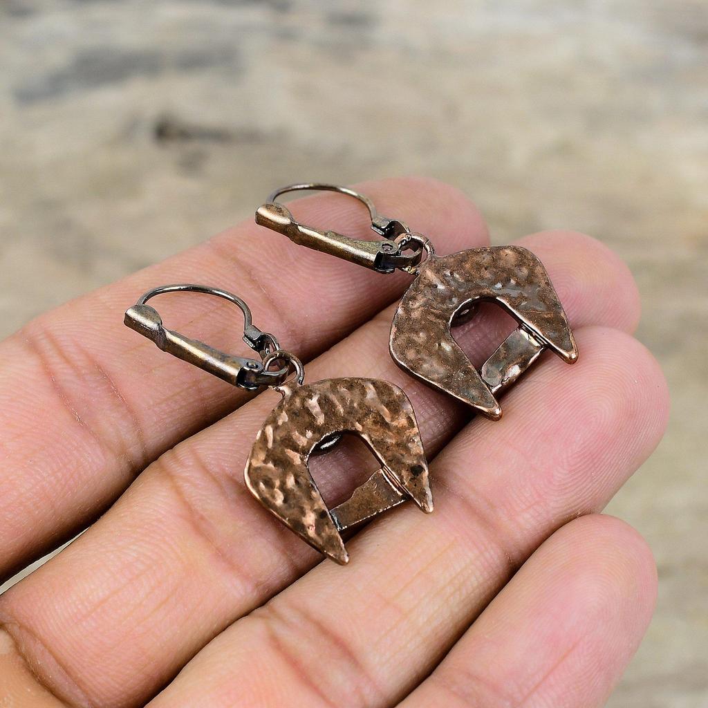 Rainbow Moonstone Rough Earring Electroformed Copper Earring Pink Tourmaline Rough Gemstone Earrings Handmade Electroformed Jewelry For Gift