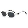VinGold Metal Thin Frame Hexagon Sunglasses Women Hollow Triangle Decor UV400 Black Lens Y2K Street Shades