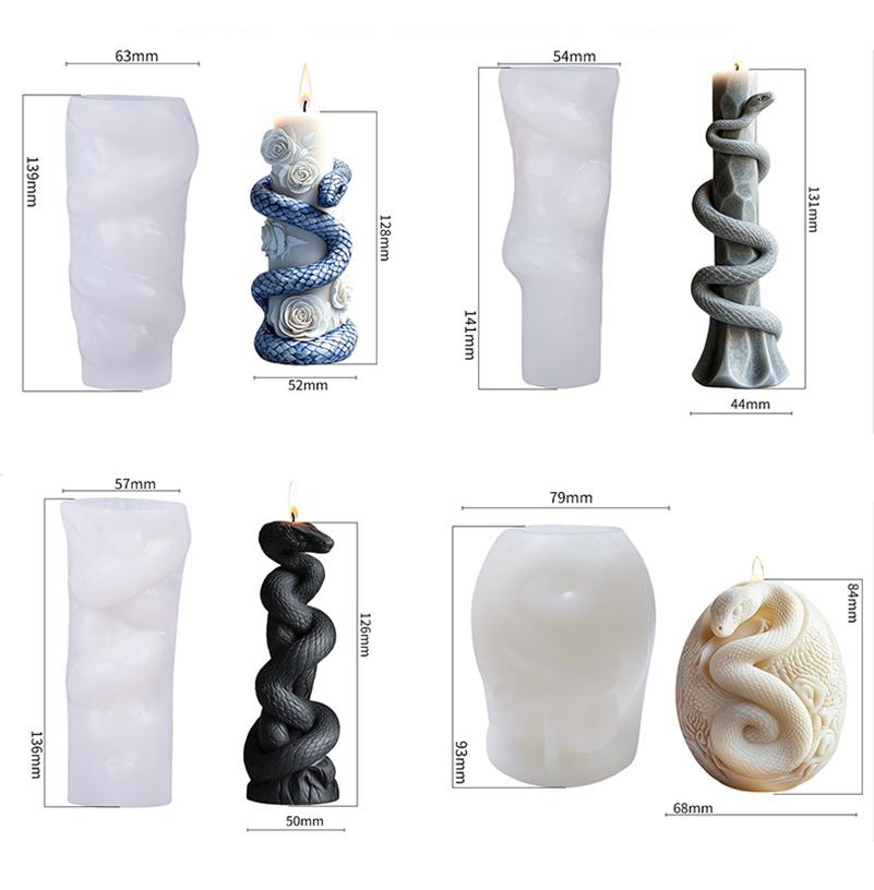 Силиконовая форма для ароматерапевтической свечи в форме змеи, сделай сам, для диффузного гипса, подарок на Хэллоуин, силиконовая форма, праздничный подарок