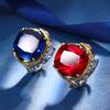 Autumn And Winter Jewelry Copper Bottom Gold-Plated Simulation Color Treasure Corundum Fat Square 14 * 16 High-End Ring Women