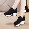 Fashion Women Platform Sneakers Black Mesh Breathable High Wedge Casual Shoes Outdoor Height Increasing Knitted Ladies Vulcanized Shoes