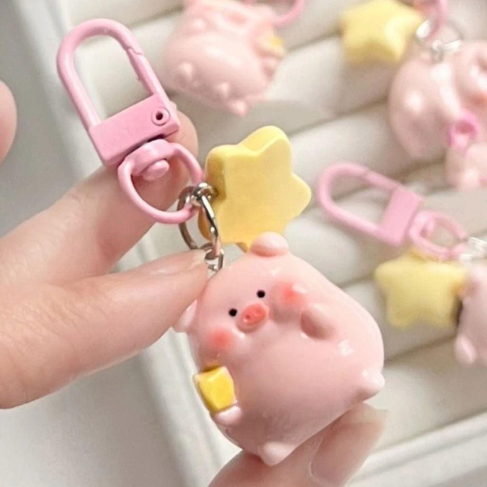 Charms Pink Pig Pendant Bag Pendant 3D Key Chain Sweet Cartoon Key Chain Decoration