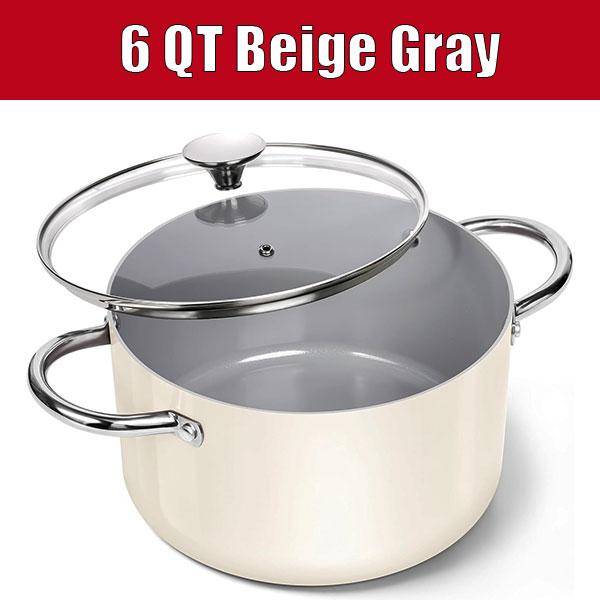6 QT Large Soup Cooking Pot Stew Pot with Lid Ceramic Coating Nonstick Stock Pot Pasta Pot Casserole Pot Induction Compatible