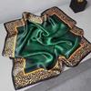 Temperament Silk Scarf Women, New Silk Scarf Thin Section, 90cm Fashion Jacquard Green Leopard Print Shawl Silk Scarf