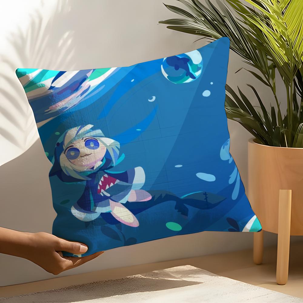 Kawaii Anime Hololive Gawr Gura Pillow Case Linen Cushion Covers For Decorative Sofa Home Pillows Case Car Chair Pillows Cases