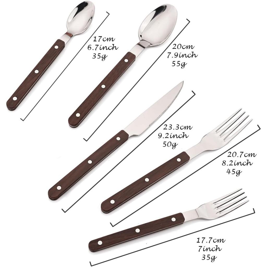 20-Piece Silverware Eating Utensils Set with Retro Handle, Service for 4, Stainless Steel Flatware Knife Fork Spoon Set Mirror Dishwasher Safe