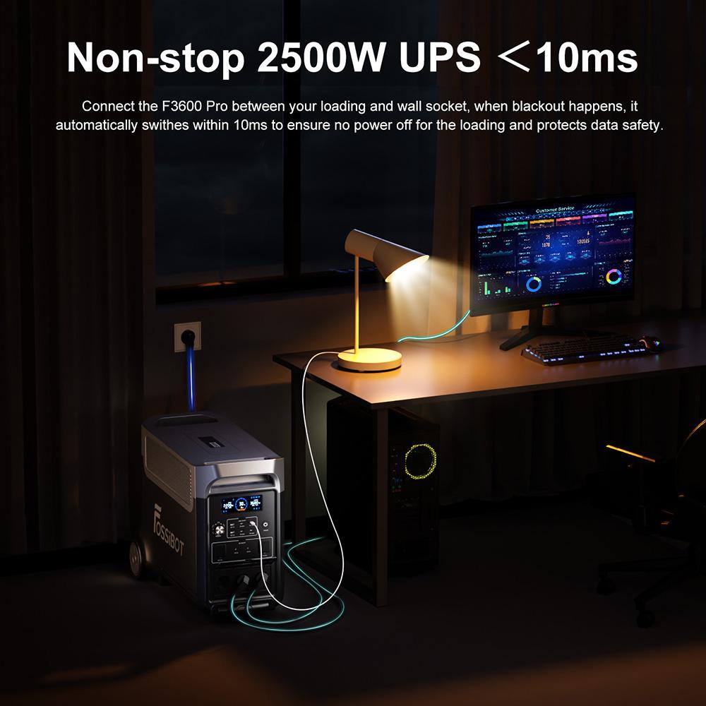 FOSSiBOT Портативная электростанция F3600 Pro, 2 дополнительных аккумуляторных блока с возможностью расширения емкости, литиевая батарея 3840 Вт·ч, высокая выходная мощность переменного тока 3600 Вт