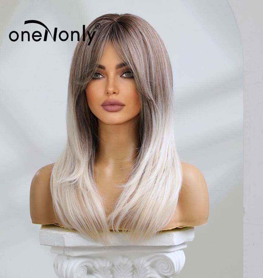 Long Straight Blonde Wig Bob Synthetic Wigs for Women Lolita Party Natural Wigs High Temperature Hair