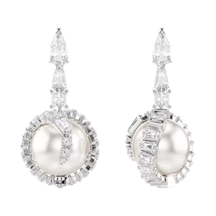 Swarovski Snake Year Original Design Imitation Crystal Imitation Pearl Alloy Silver Plated Gold Plated Rhodium Plated Cubic Zirconia Earrings 5714668