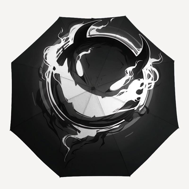 1pc Demon Art Pattern Automatic Folding Umbrella - Compact 8-Rib Design, Durable Plastic & Iron, Lightweight for Outdoor Daily Use083
