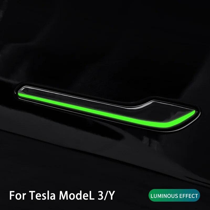 Для Tesla Model 3 2018-2022 2023/Model Y ночник, защита дверной ручки, светящаяся наклейка на ручку, аксессуары для экстерьера автомобиля