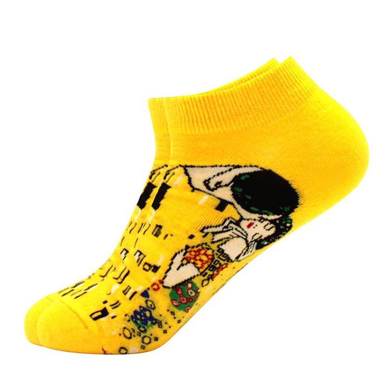 Весенняя мода, цветные мужские хлопковые носки в полоску в стиле Харадзюку, масляная живопись, животные, забавные, счастливые, носки по щиколотку