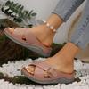 Woman Platform Wedge Sandals Summer Thick Sole Slippers Women Cross Strap Beach Sandals Comfort Soft Anti-Slip Flip Flops Mules