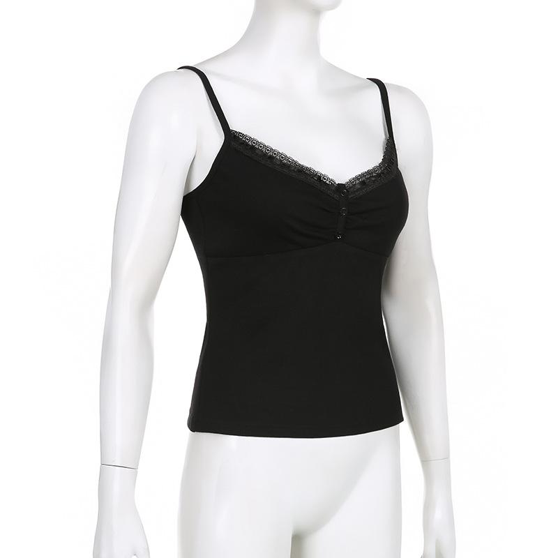 Кружевные топы на подтяжках, женский темпераментный жилет с v-образным вырезом и эластичным трикотажным топом без рукавов внутри и снаружи