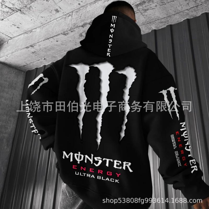 Mens Hooded Sweatshirt With Demon Print Loose Fit Warm Winter Casual Streetwear