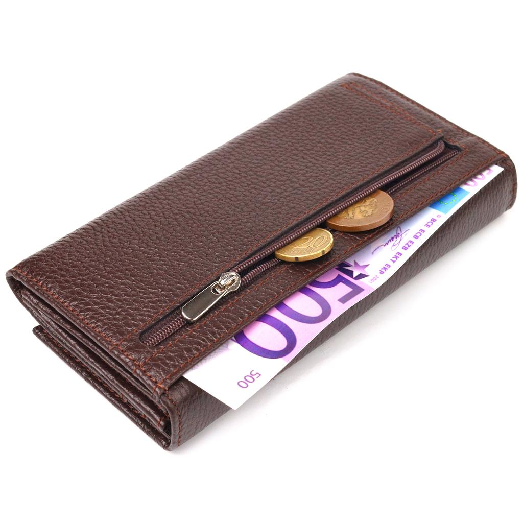 Женский удобный кошелек из натуральной зернистой кожи CANPELLINI Wallet 21654 Коричневый