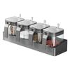 Glass Spice Jars Set With Wall-Mounted Rack Modern Kitchen Organizer Salt Pepper Seasoning Storage