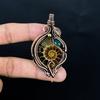 Ammonite Fossil & Green Chalcedony 999 Copper Wire Wrapped Pendant, Handmade Gemstone Jewelry Pendant For Memorial Day