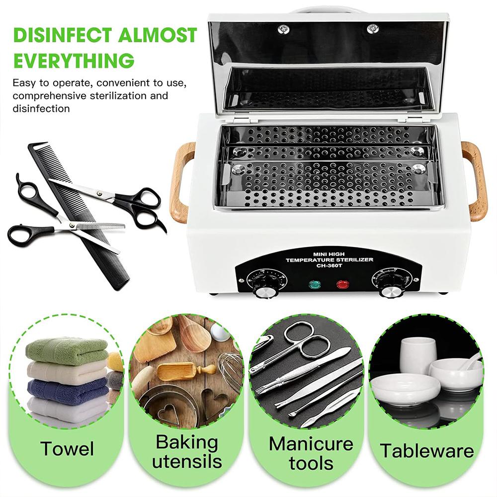 YIKOOLIN High Temperature Cleaning Box 1.5L With Timer Dry Heat Sterilizer For Sundry Beauty Hair Nail Metal Tools With Handle