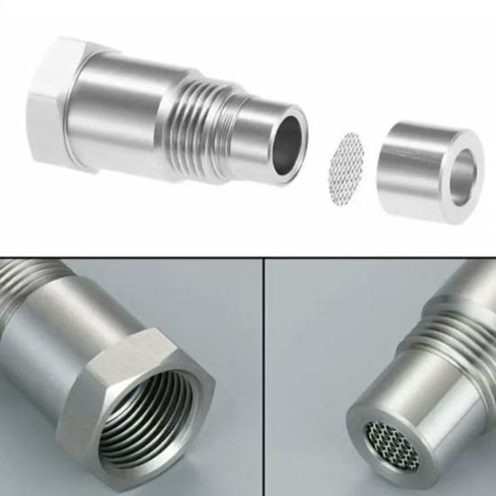 Stainless Steel Extension Fitting with Filter Screen M18x1.5 Oxygen Sensor Adapter 1.8 Inch Thread Reducer Coupling Adapter Connector
