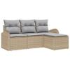 Ensemble de Canapé de Jardin 4 Pièces avec Oreillers Beige Rattan Poly, Canapé de Jardin 2 Places avec Rangement &amp; Oreillers 3354659