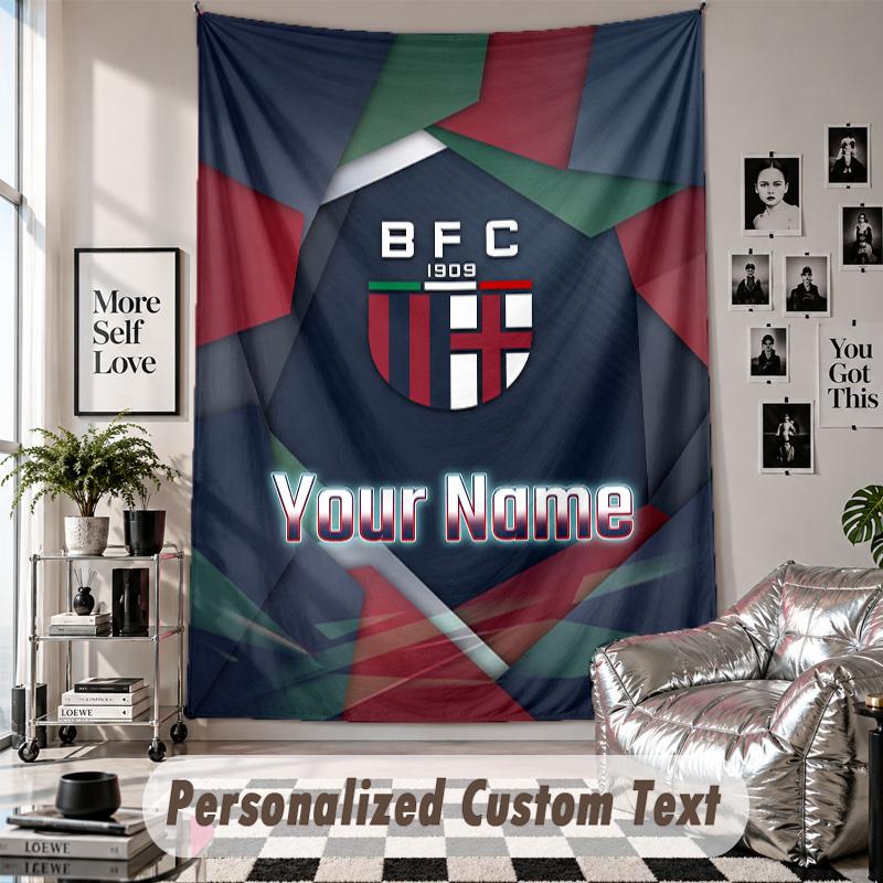 Custom Tapestry Wall Hanging, Bologna FC Personalized Name Text Home Wall Decor