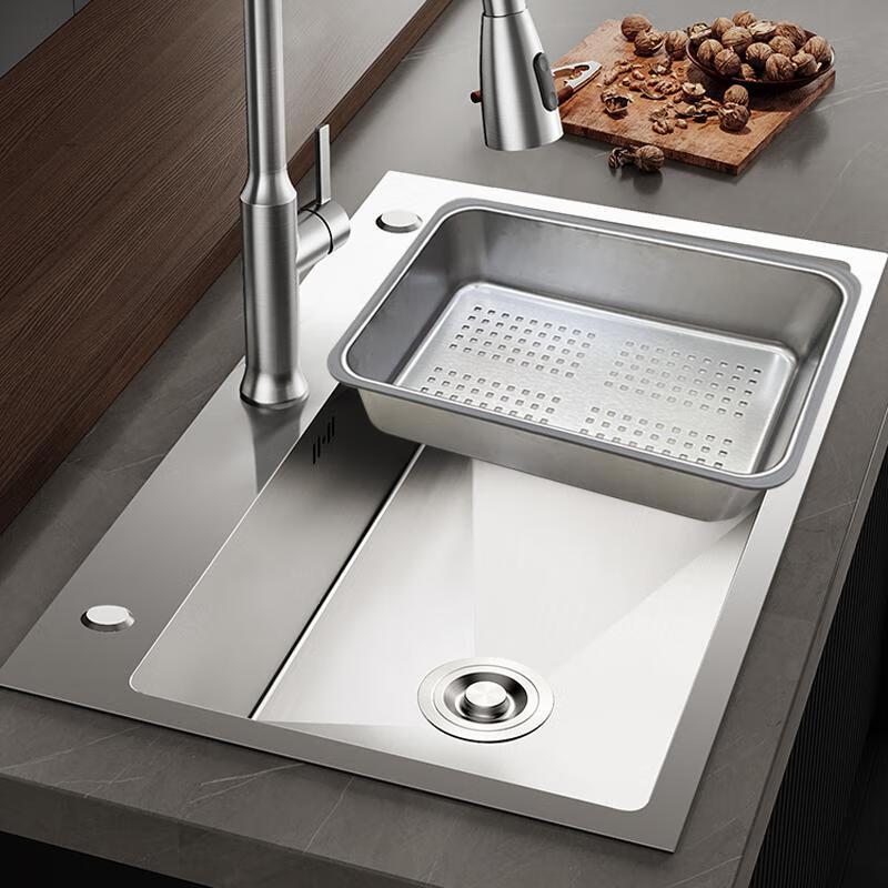 ZISIZ Kitchen Stainless Steel Deepened Basin-in-Basin
