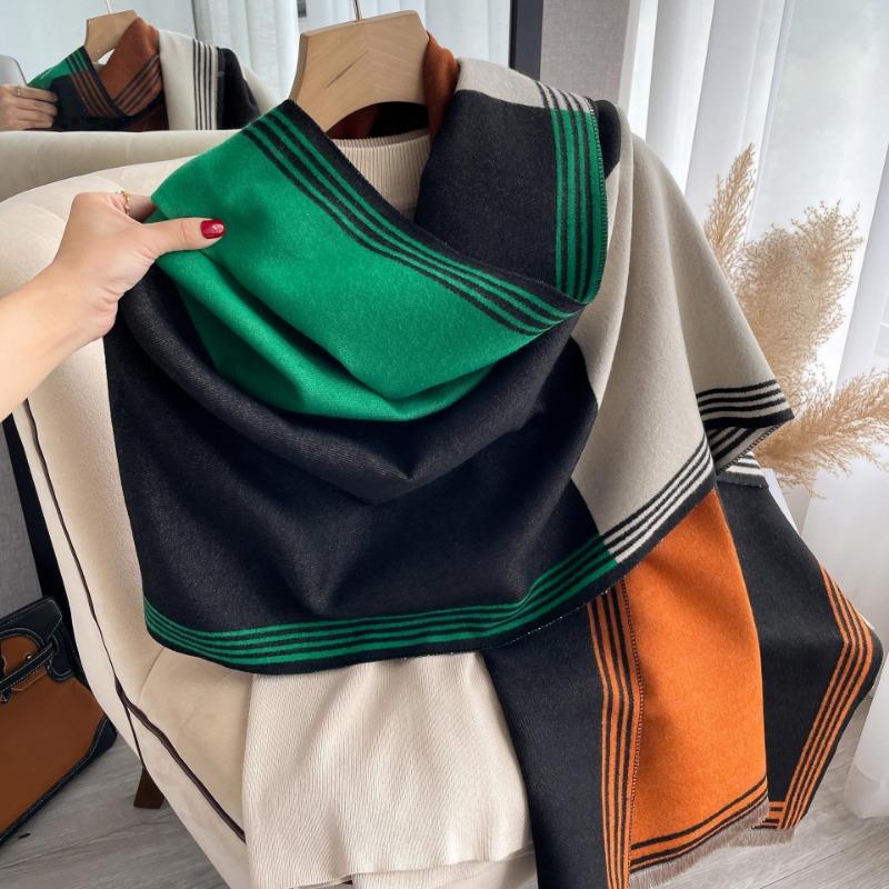 New Fashion Luxury Color Blocking Scarf Women Soft Warm Wraps Ladies Blanket Foulard Winter Fall Imitation Cashmere Shawl Female