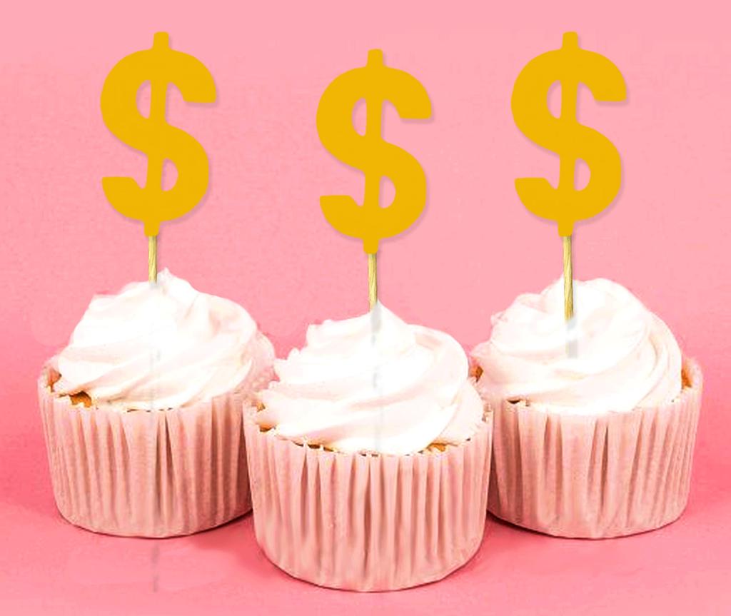 Darling Souvenir Знак доллара Cupcake Toppers День рождения Свадьба Десертные украшения - Pack Of