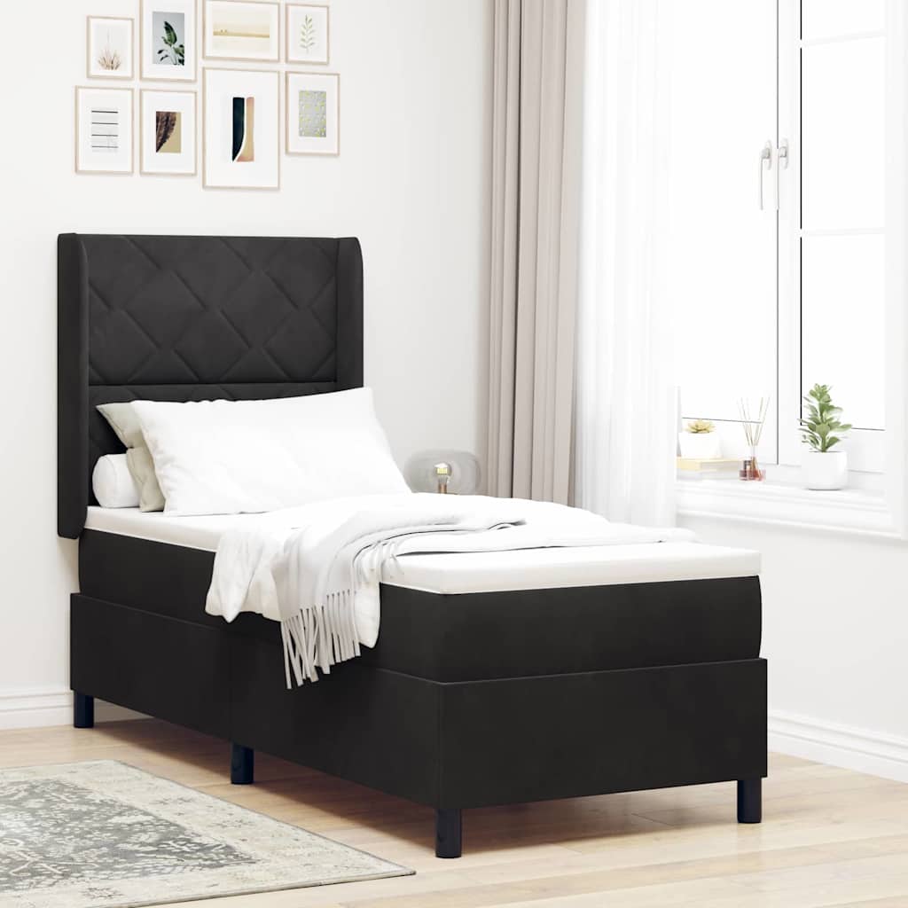 Box Spring Bed with Headboard Black 80 x 200 cm Velvet