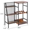 US Wine Rack Freestanding Floor Wine Bar Cabinet 3-Tier Floor Liquor Bar Cabinet With Fences & Glass Holder For Home Kitchen Bar