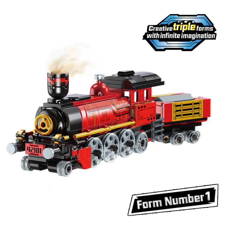 Creative Train Building Blocks Motorcycle Road Roller Bricks Kid Transform Train Toys Children Gift