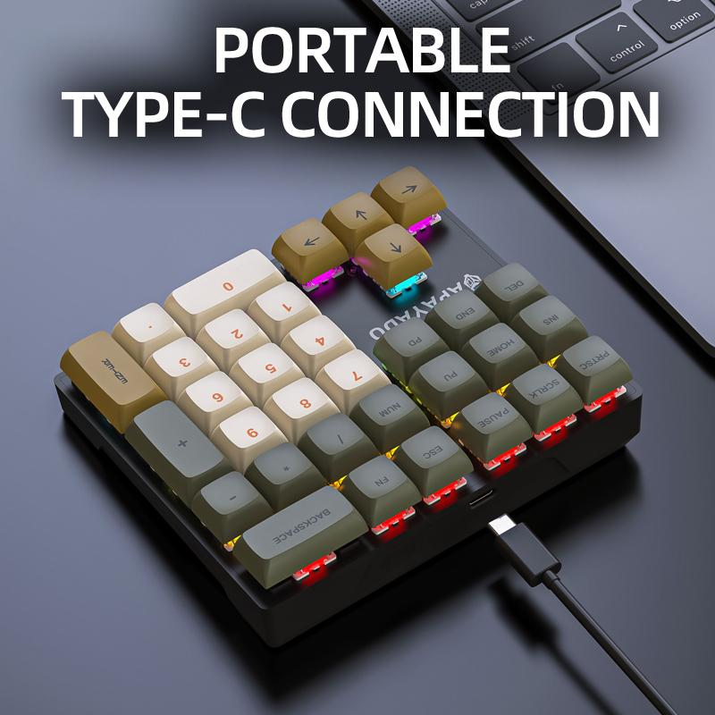 Wired Mechanical 33-Key Numeric Keypad With Multi-Color Lights Shaft Laptop Numeric Keyboard Accessories External Keyboard